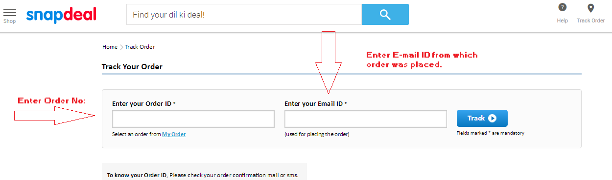 Snapdeal order tracking
